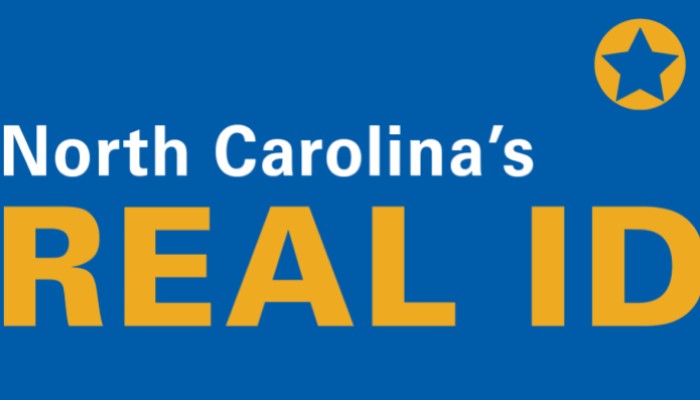 North Carolina Real ID logo graphic, blue, gold and white color scheme with star symbol