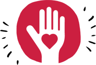 hand with heart graphic